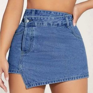 High Waist Denim Skort
